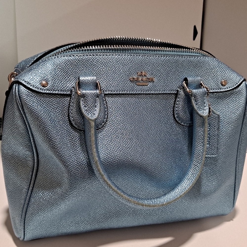 Coach Blue Textured Leather Handbag